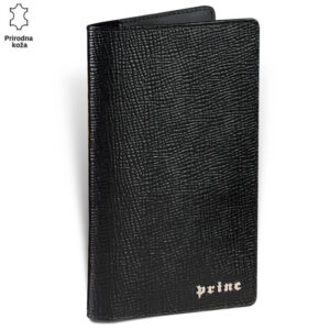 FUTROLA ZA MOBILNI – NOVČANIK LUXURY 2 Crni kožni etui sa teksturom marke Princ Leather.