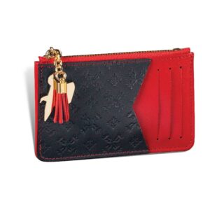 Crveni i crni kožni novčanik sa zlatnim priveskom