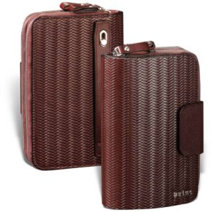 Pletena kozna torbica, otpozadi i spreda, braon boje od rebraste koze