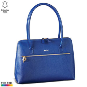 Plava kožna torba brenda Princ Leather sa prednjim zatvaračem.