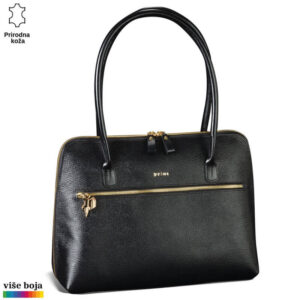 Kožna tašna crne boje sa zlatnim zip zatvaračem