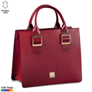 Crvena kožna tašna sa zlatnim kopčama