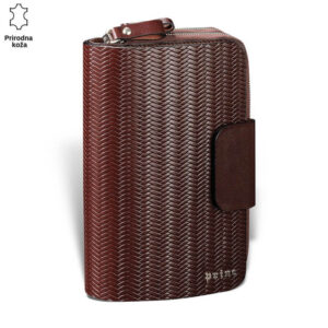 Smeđa kozna torbica sa teksturom šara