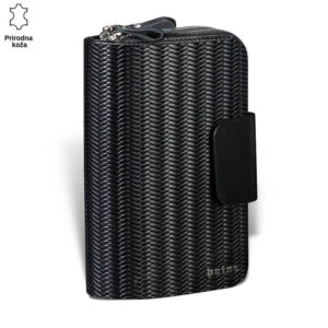 Crna kozna torbica sa ukrasnim šarama