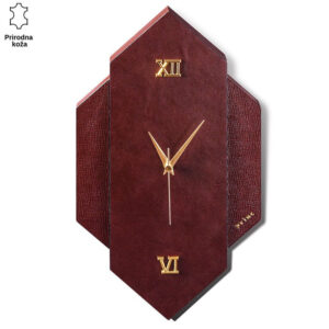 Sat od prirodne kože sa zlatnim kazaljkama i rimskim brojevima