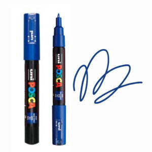 UNI POSCA MARKER PC-1M 14 Plavi **Posca** marker sa zatvorenim i otvorenim poklopcem