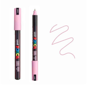 Roze Posca marker sa poklopcem i crtežom u vidu talasaste linije.