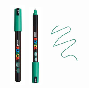 Dva Posca markera zelene boje sa prikazom zelene linije.