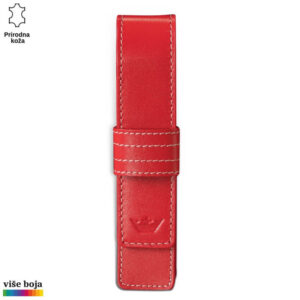 Futrola za olovku, od kože sa belim koncem, crvene boje