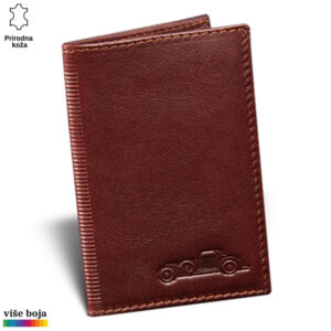 Braon kožni novčanik sa utisnutim automobilom