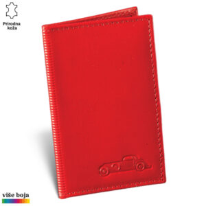 Crveni kožni novčanik sa reljefom automobila