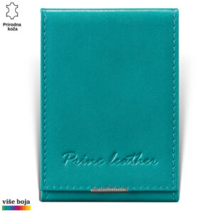 Tirkizna futrola od prirodne kože sa ugraviranim logotipom "Princ Leather".