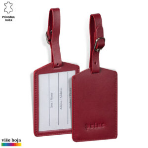 Crveni kožni privesci za prtljag sa prostorom za ime i adresu