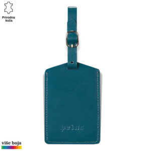 Zelena kožna oznaka za prtljag marke Princ Leather sa podesivom trakom.