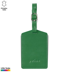 Kožna zelena oznaka za prtljag sa logotipom Princ Leather