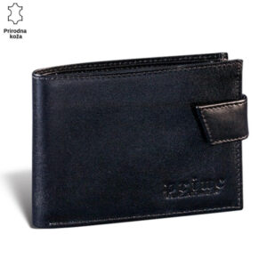 Crni kožni novčanik sa utisnutim logom Princ Leather.