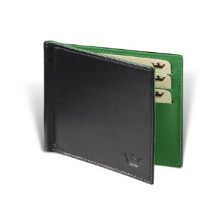 Crni kožni novčanik sa reljefnim logom Princ Leather