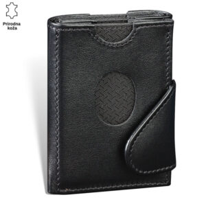 NOVČANIK SLIDE 4 Crni kožni novčanik Princ Leather sa preklopnim dizajnom i zaobljenim detaljem.
