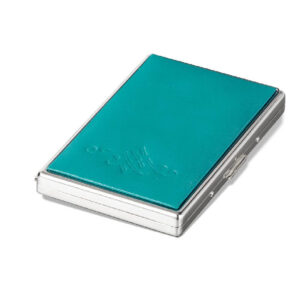 Tirkizni kožni futrola za posetnice sa metalnim okvirom