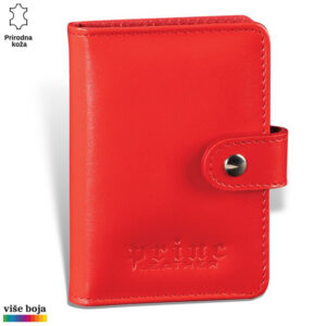 Crveni kožni novčanik sa metalnim dugmetom. Brend: Princ Leather.