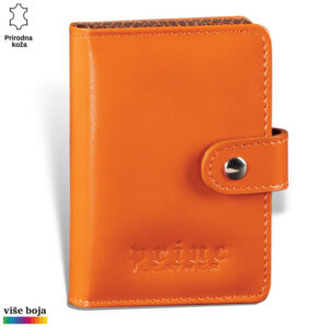 Narandžasti kožni novčanik sa dugmetom