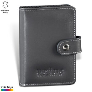 Kožni novčanik sive boje sa utisnutim logom Princ Leather