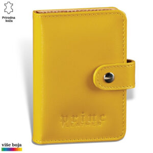 Žuti kožni novčanik Princ Leather sa dugmetom za zatvaranje.