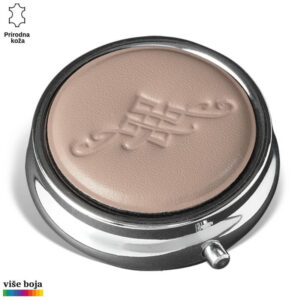 DŽEPNA KUTIJA ZA LEKOVE 2 Prirodna koža okruglog oblika sa reljefnim uzorkom