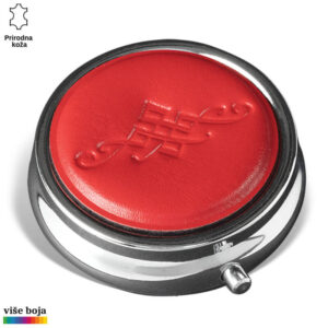 DŽEPNA KUTIJA ZA LEKOVE 5 Crveni kožni privjesak sa uzorkom na srebrnoj podlozi