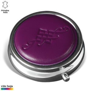 DŽEPNA KUTIJA ZA LEKOVE 6 Tamno ljubičasta okrugla kutija sa graviranim ornamentom