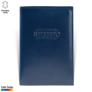 Plava kožna futrola za indekse sa utisnutim natpisom na srpskom jeziku