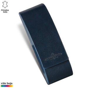 Držač kartica od prirodne kože u tamnoplavoj boji sa ukrasnim detaljem