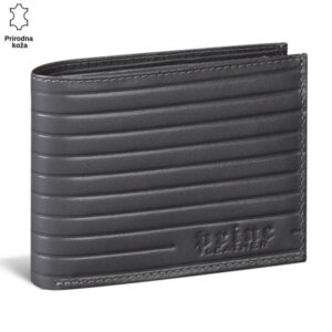 MUŠKI NOVČANIK LINIJE 5 Crni kožni novčanik sa rebrastim dizajnom