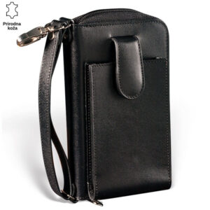 Crna kožna torbica sa kaišem