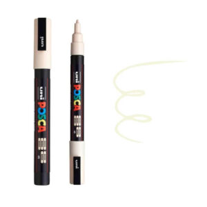 UNI POSCA MARKER PC-3M 3 Zatvoreni i otvoreni crni marker brenda Posca sa svetlozelenim tragom.