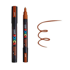 UNI POSCA MARKER PC-3M 5 Braon Uni Posca marker sa iscrtanim braon linijama.