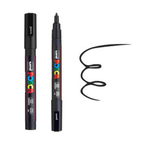 UNI POSCA MARKER PC-3M 6 Crni marker brenda Posca sa crnim talasastim linijama.