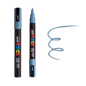 UNI POSCA MARKER PC-3M 11 Plavi marker Posca sa zatvorenim i otvorenim poklopcem