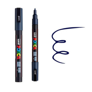 UNI POSCA MARKER PC-3M 16 Crni marker brenda Posca sa plavim tragom mastila.