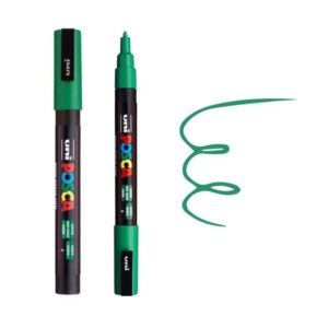 UNI POSCA MARKER PC-3M 31 Zeleni Uni Posca marker sa prikazom iscrtane zelene linije.