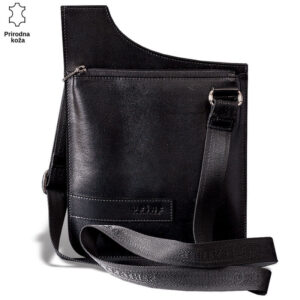 Crna kožna torba sa kaišem