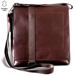 MUŠKA KOŽNA TORBA URBAN 2 Braon kožna torba brenda Princ Leather sa kaišem koji ima ugraviran logo.