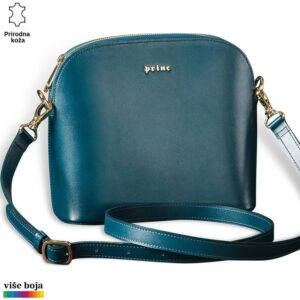 ŽENSKA KOŽNA TORBICA OVALNA 3 Torba od prirodne kože sa zlatnim metalnim detaljima