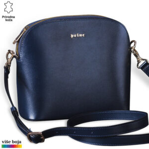 ŽENSKA KOŽNA TORBICA OVALNA 6 Tamno plava kožna torba sa dugim kaišem marke Princ Leather.