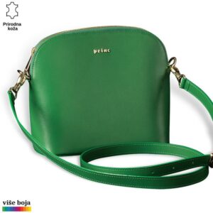 ŽENSKA KOŽNA TORBICA OVALNA 8 Zelena kožna torba sa dugim kaišem