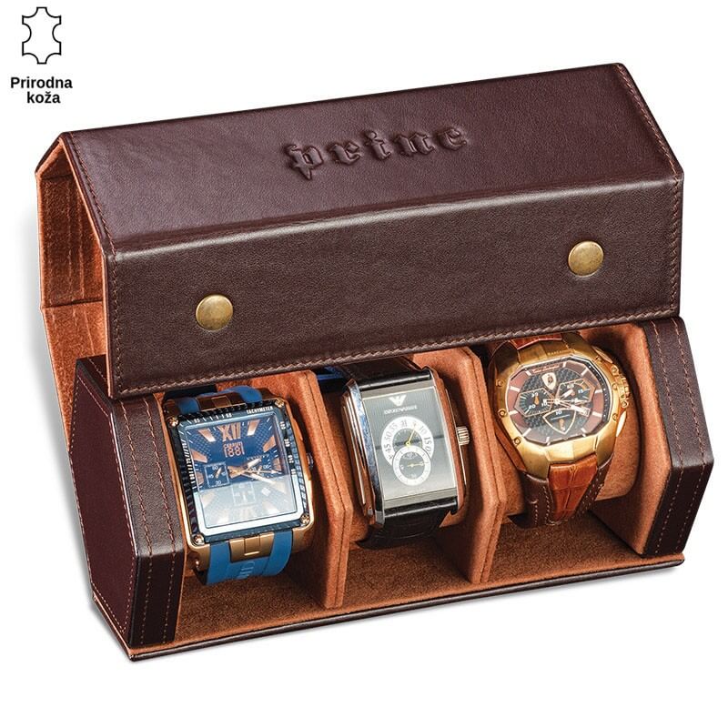 570-1-copy Kutija za satove, braon boje, brenda princ leather, sa tri sata unutra