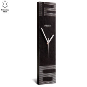 Visoki pravougaoni zidni časovnik od prirodne kože sa metalnim detaljima