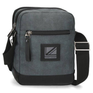 Siva torba sa crnim detaljima i logotipom Pepe Jeans brenda na prednjoj strani.