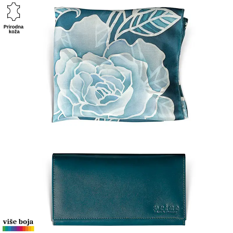 871-11-copy Šal sa cvetnim uzorkom u kombinaciji sa teget novčanikom od prirodne kože brenda Princ Leather.