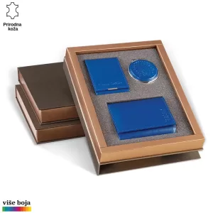 TRODELNI KOŽNI ŽENSKI SET 2 Elegantni set od prirodne kože marke Princ Leather u plavoj boji